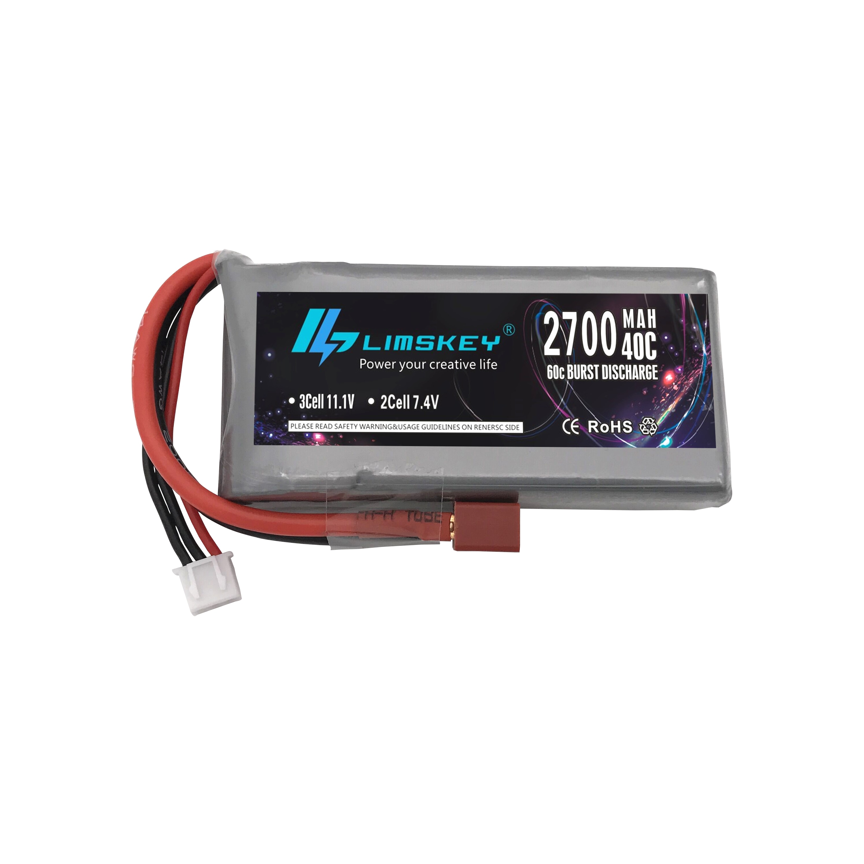 2 個limskey rcリポバッテリー 2s 7.4v 2700mah 40C最大 60C wltoys 12428 12423 rc車feiyue 03 Q39 アップグレード部品バッテリー