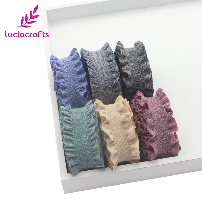 Lote de 2/6 yardas de cinta de cintas elásticas de 25mm, rollo de adorno de encaje, tocado DIY, accesorios de costura para prendas N0602