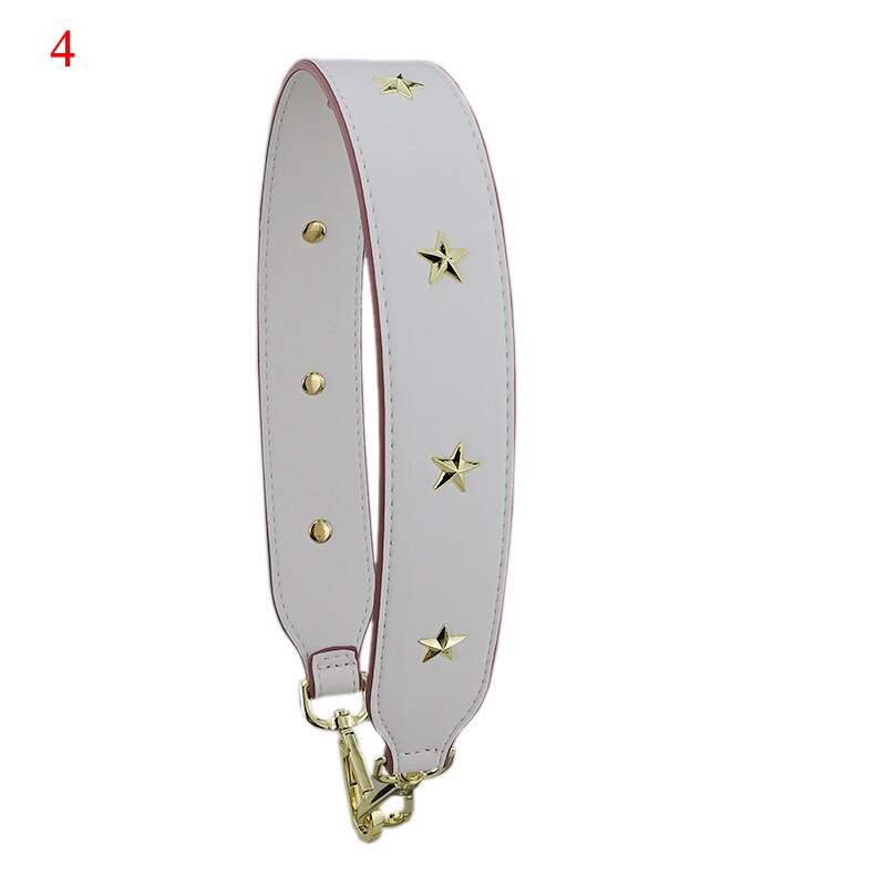 4cm bred axelrem i läderblomma lång nit pentgram crossbody-rem handväska bälte färgglad väska tillbehör: 4