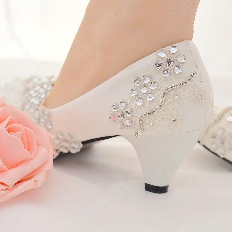 Weiß strass hochzeit schuhe frau hoch Fersen Pumps frauen schuhe hoch Hacke damen braut schuhe weibliche chaussure femme Kralle #58