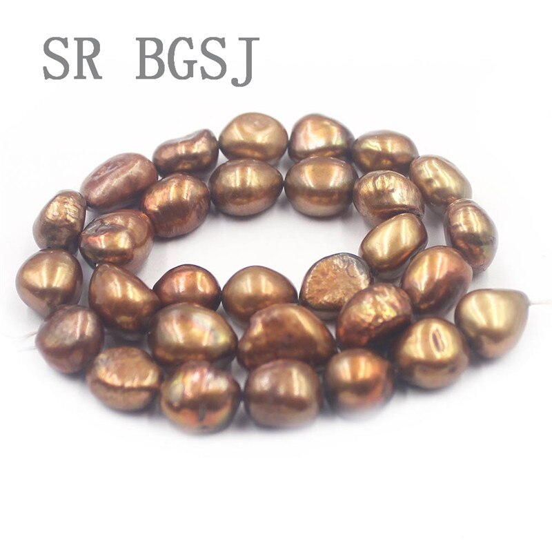 SR 10x12mm Freiheit Fabrik Preis Barock Kartoffel Perle Natürliche Große Perle Süßwasser verlieren Perlen 15": Braun