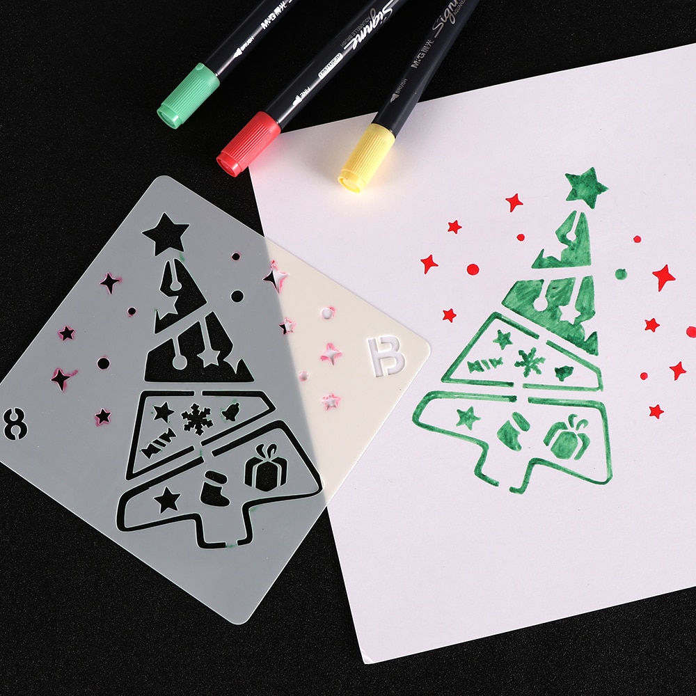 1Pc Christmas Theme Layering Stencils For Walls Painting Scrapbooking Stamp Album Decor Embossing Paper Card Template DIY Craft
