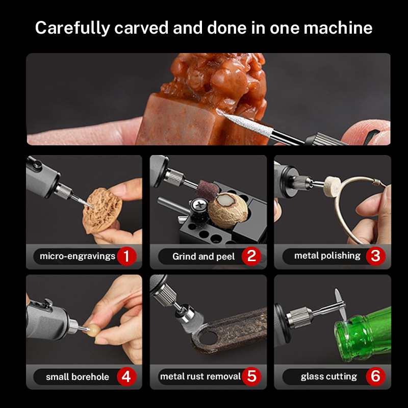 Zten mini handgereedschapset voor roterend polijsten en graveren, elektrische graveerset voor het maken van sieraden en doe-het-zelfprojecten