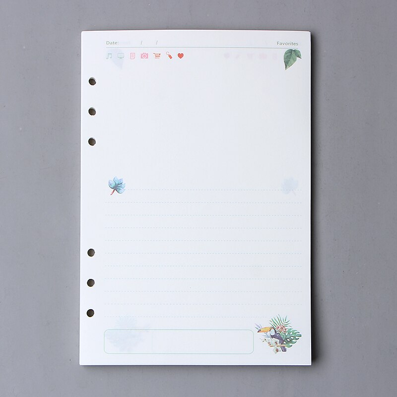6 Holes A5 A6 Loose Leaf Notebook Refill Spiral Binder Planner Inner Page Inside Paper Dairy Weekly Monthly Plan To Do Notebook