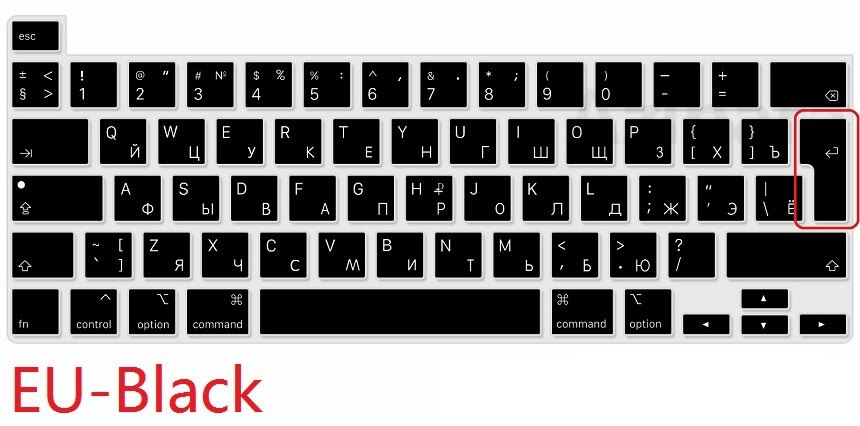 Weiche EU UNS für Macbook Profi 13 A2251 A2289 Russische Tastatur Abdeckung Silizium Für Macbook Profi 13 Russische tastatur Haut: EU-Schwarz