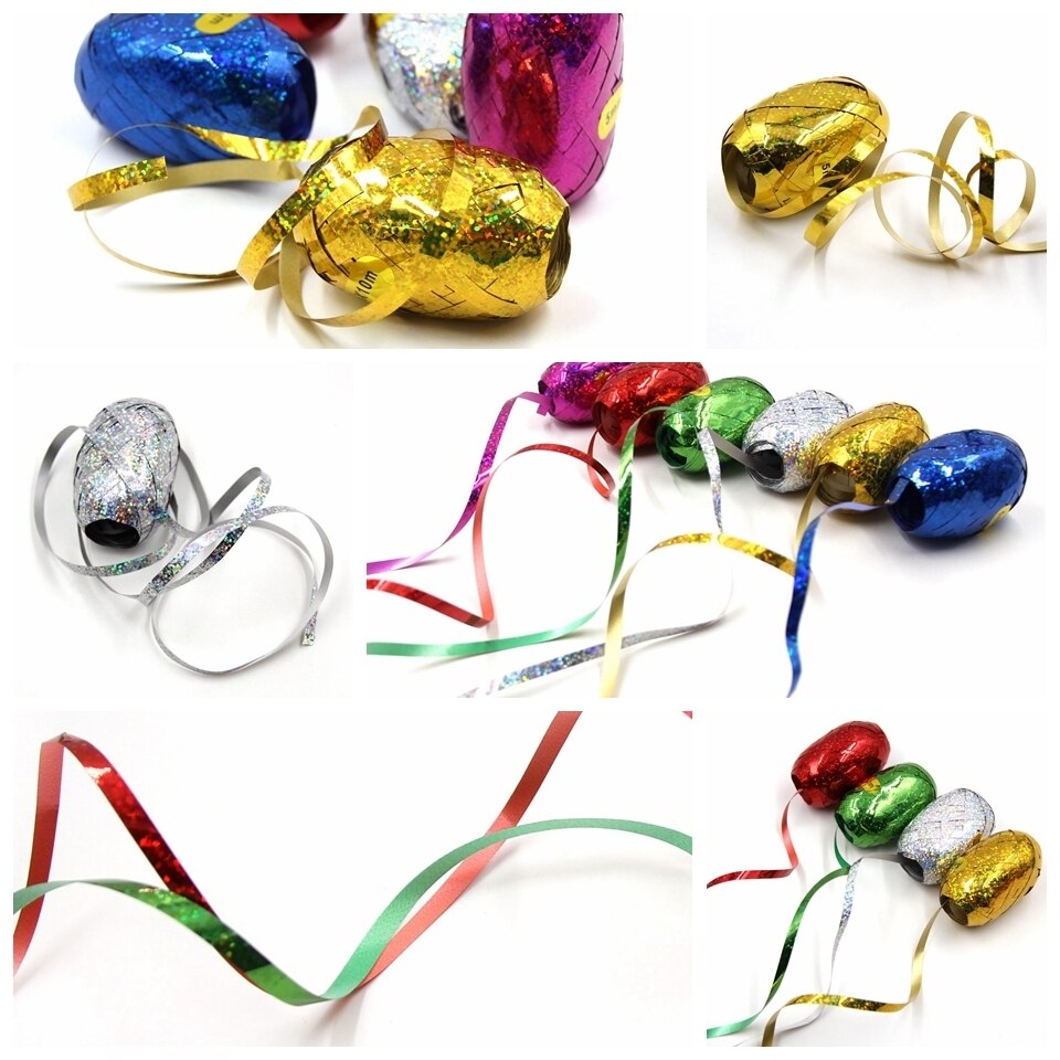 Ballon à feuille multicolore pour fête d'anniversaire mariage, banderole à Ballon multicolore 5mm x 10m 6 pièces