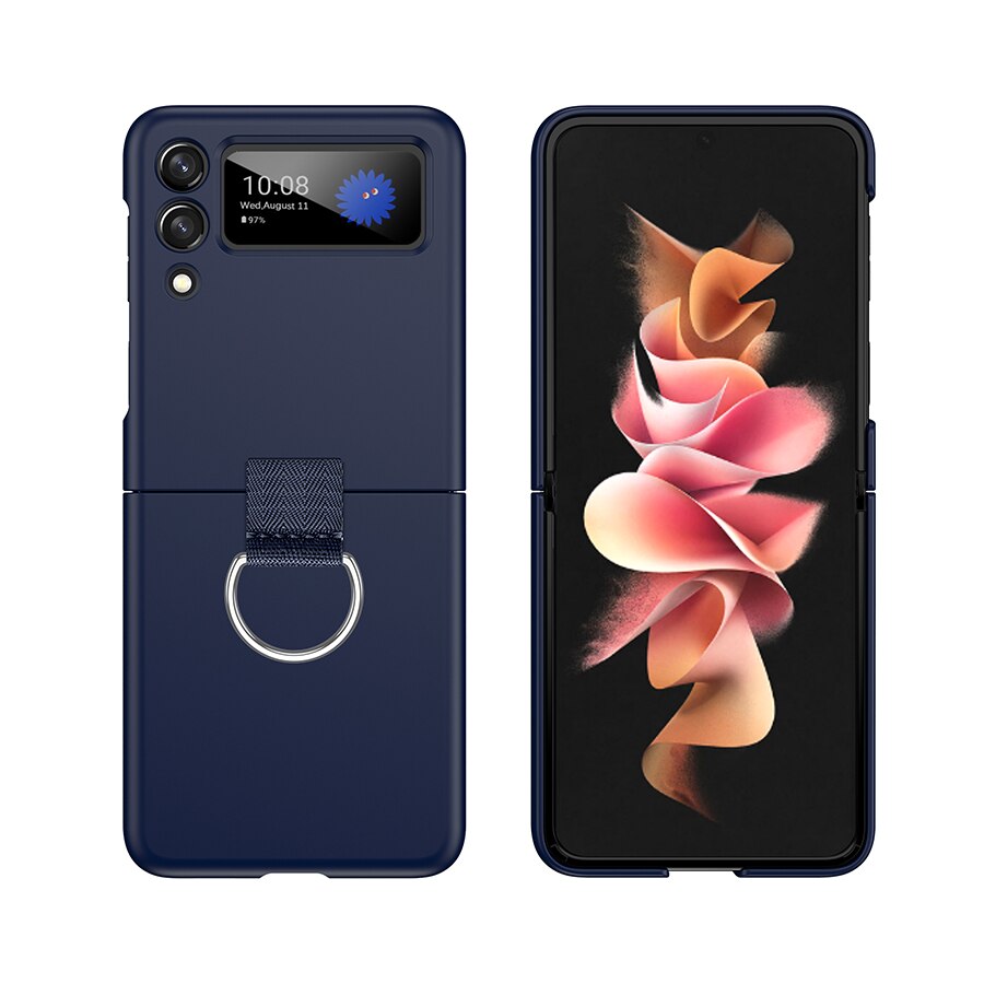Handschlaufe für samsung Galaxis z kippen 3 (zflip 3 5g) , ultradünne hartplastikhülle mit armbandring, fundas coque: S4- dunkelblau
