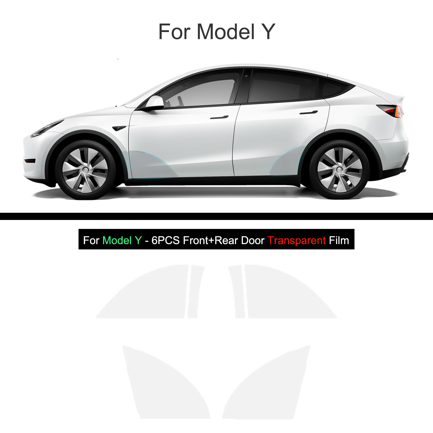 Schwarz TPU Auto Körper Schutz Film Unsichtbare Für Tesla Modell 3/Y -2023 Vorne Hinten Tür Erweiterte transparente Auto Kleidung einstellen: Weiß