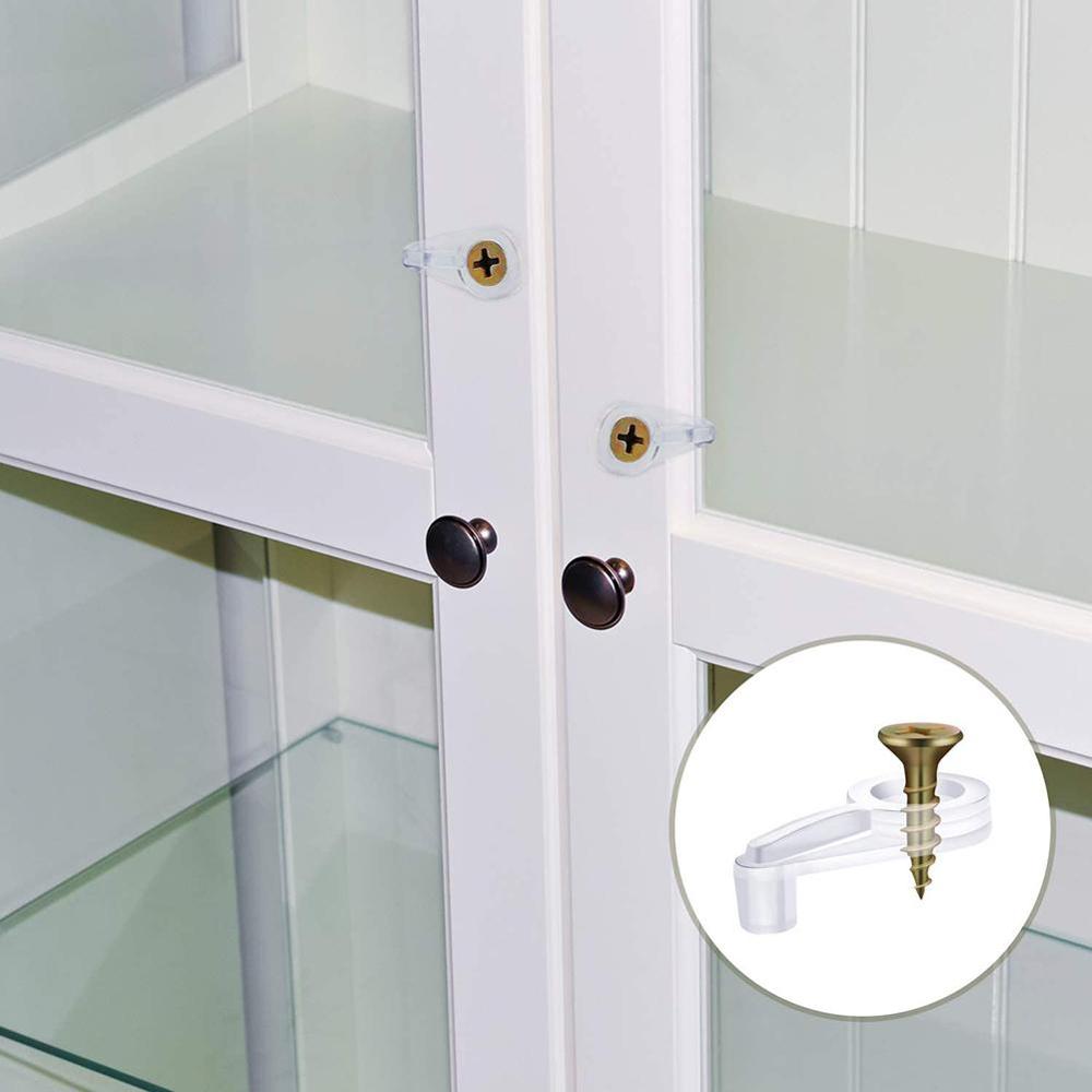 Kit de Clips de retenue en verre de 50pcs Clips de retenue de panneau en verre en plastique avec vis pour porte d'armoire
