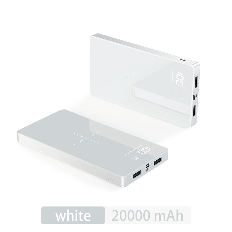 Qi Drahtlose Ladegerät 20000mAh Dual USB Power Bank für iPhone X XS Max 8 Plus Samsung S9 S8 Batterie ladegerät Drahtlose Ladegerät Pad: WHITE