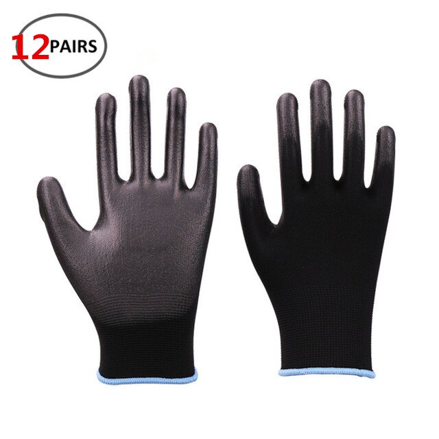 Guantes de trabajo de seguridad de nailon para carpintero, Guantes Recubiertos de Palma, suministros para trabajadores de reparación, 12 pares, 24 pares: XL 12 pairs