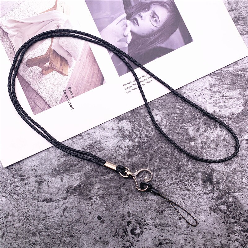 Cordón de cuero PU cuerda trenzada hebilla redonda de cobre antiguo excelente correa para llaves Tarjeta de Identificación pase gimnasio USB Cordón de teléfono móvil: G05