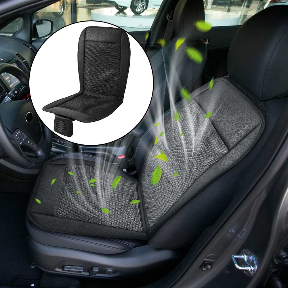 12V Summer Cooling Car Seat Cushion Cover With Built-in Air Ventilated Fan Conditioned Cooler Pad 2 Speed Adjustable