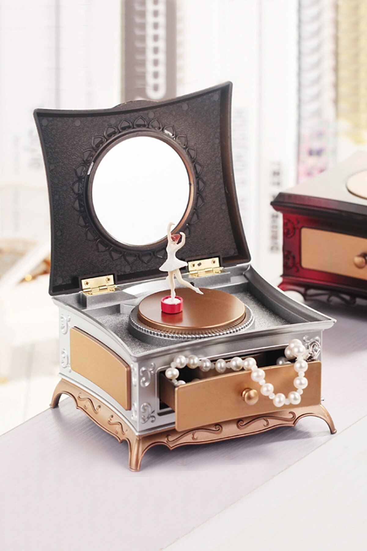 Katharsis Nostalgische Grammophon Musik Kasten schmuck Schubladen schreibmaschine klavier dikiş maschine muzik yılbası geburtstag Ballerina