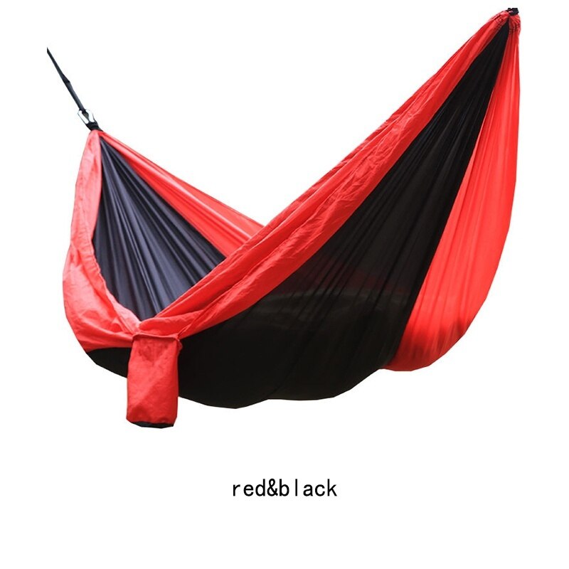 Parachute double hammock hanging bed Nylon durable ultra-light Sleeping Bed Swing Outdoor Camping tent Travel 2 Persons 2.7x1.4m: red black