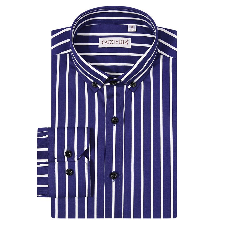 Lange Mouw 100% Katoen Hoogwaardige Mannen Gestreepte Jurk Shirt Button-Down Standaard-Fit Rood Blauw Zachte stof Mannelijke Smart Casual Shirt: CZYJ20190808C / L (42)