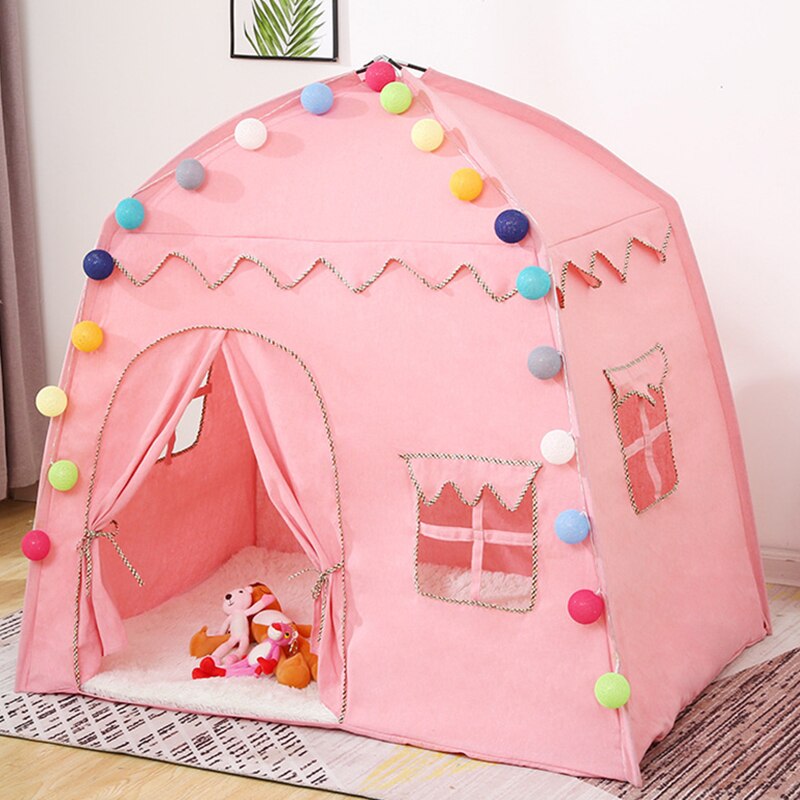 Tienda de juegos plegable para niños y niñas, casa de juegos para niños, Castillo de princesa: Pink(Only Tent)