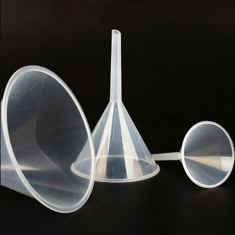 8 entonnoirs triangulaires coniques en plastique blanc clair de laboratoire, 30mm 50mm 60mm 75mm 90mm 120mm de diamètre