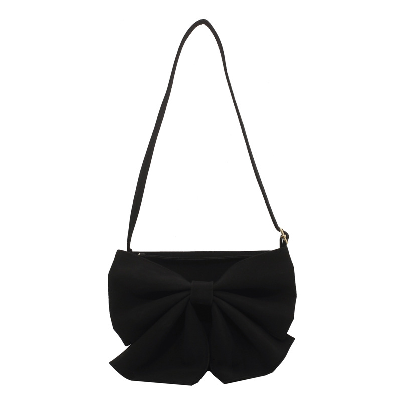 Frauen Bogen Tasche retro Schulter Tasche Achselhöhle Tasche Bote Kleine Tasche Für Mädchen Party Einkaufstasche сумка женская 2022 тренд: Schwarz