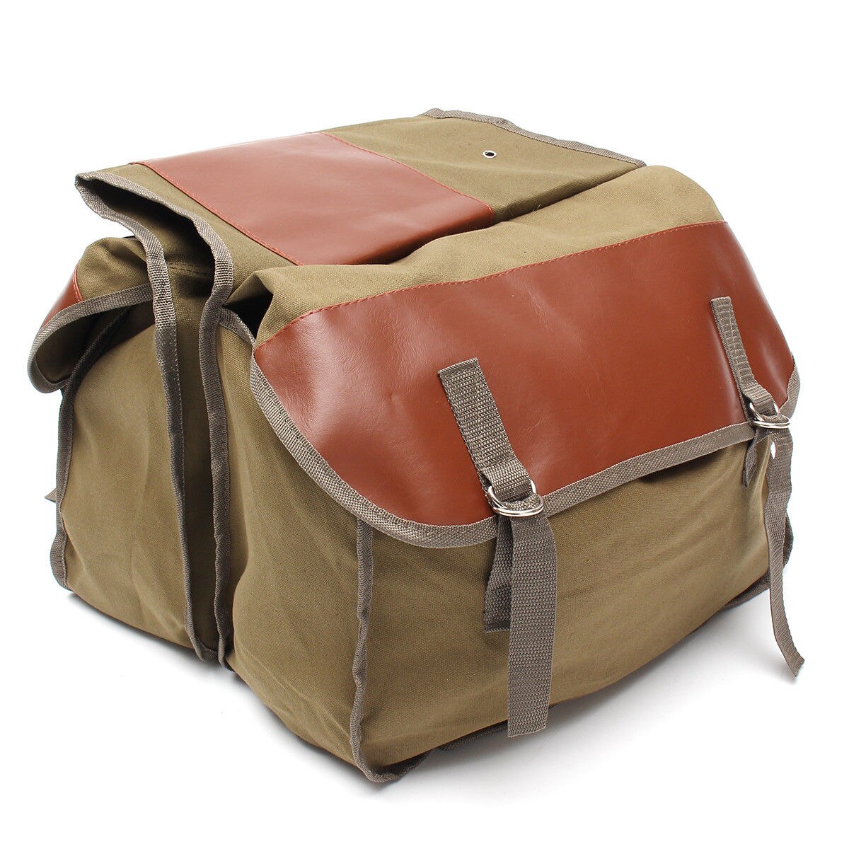 Motorcycle Side Canvas Saddle Bag Army Green For Haley Sportster Honda Suzuki
