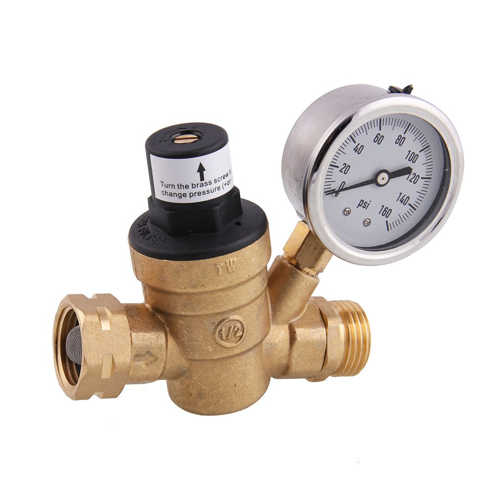 M11-0660R Brass Water Pressure Reducing Maintaining Valves Regulator Mayitr Adjustable Relief Valves With Gauge Meter
