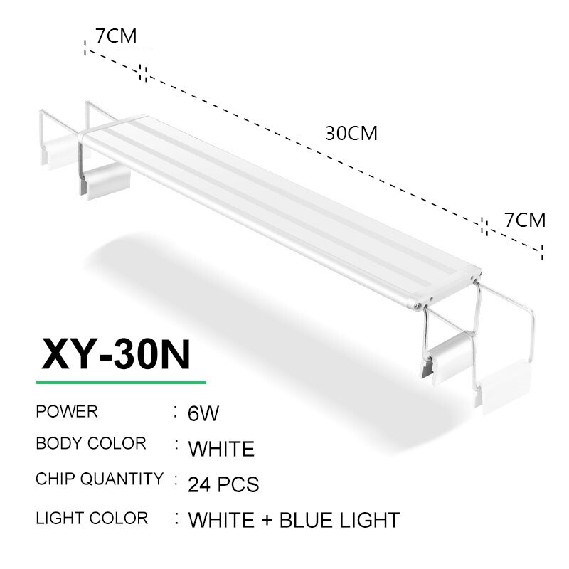 Oświetlenie LED do akwarium 15-57cm wysokiej jakości lampa do akwarium z wysuwane uchwyty białe i niebieskie ledy pasuje do akwarium: XY-30N WhitexBlue