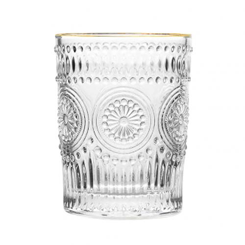 260/380ml vintage solsikke indgraveret forgyldt glas kop kaffe vin klart krus: Klar 260ml