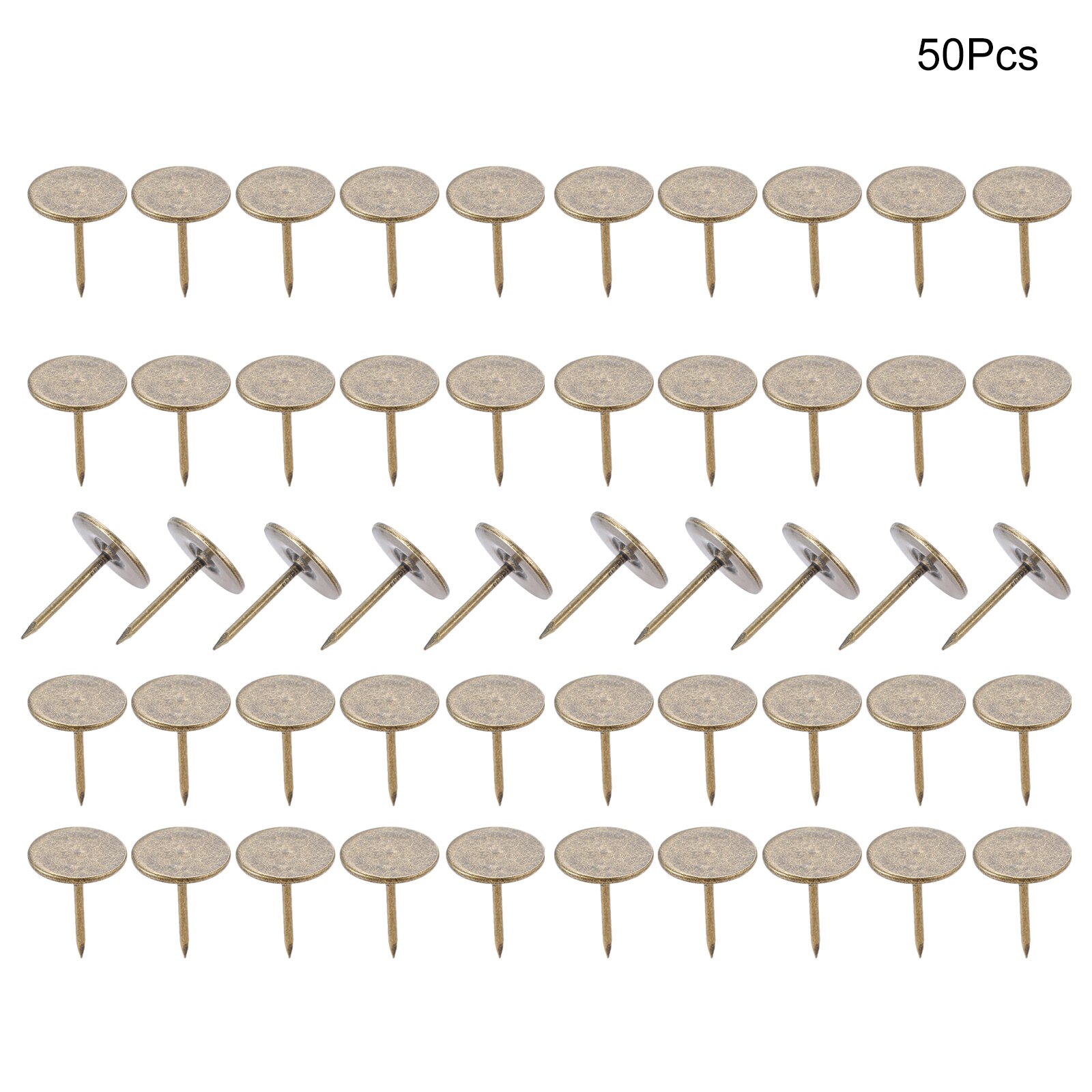 Chinchetas de Metal de cabeza redonda plana para tapicería, tachuelas clásicas de bronce antiguo/oro, 15x19mm, decoración de sofá, 10-100 Uds.: 50PCS Antique Bronze