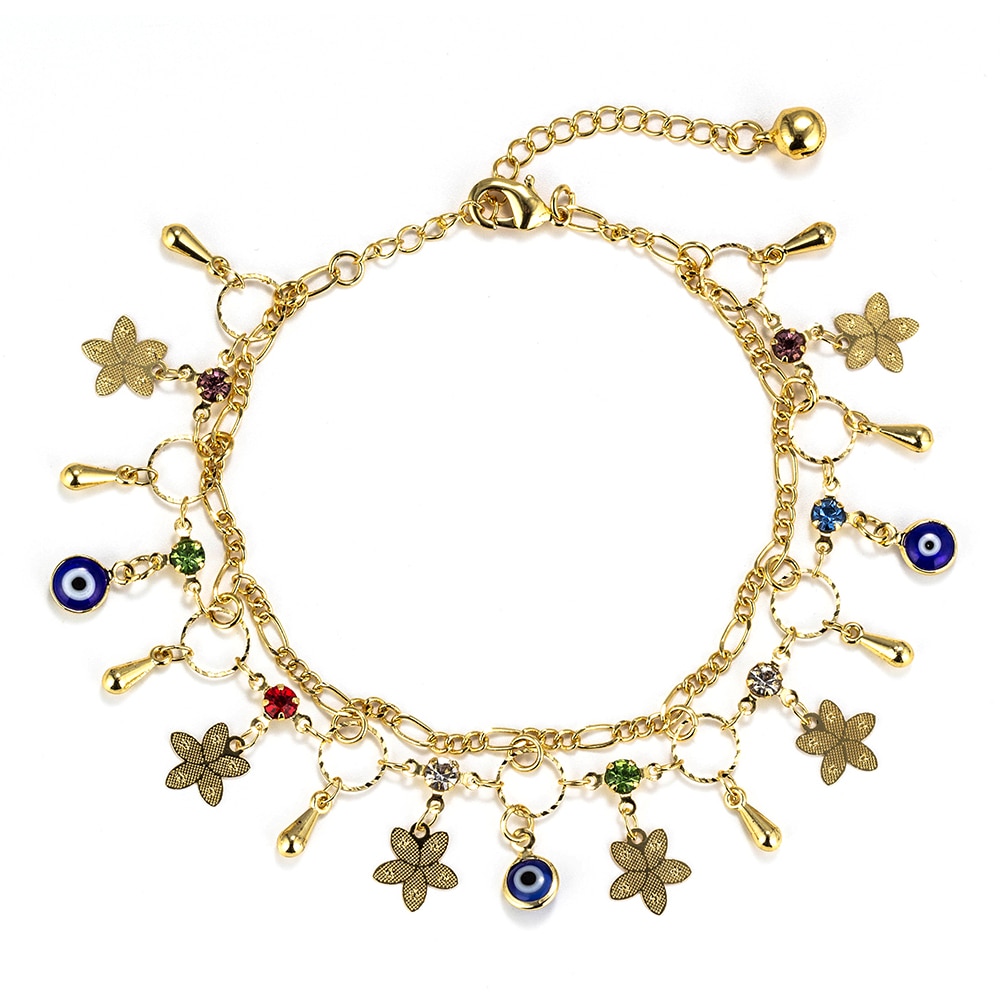 Mal oeil pour femmes, bracelets de cheville, œil turc pour femmes, sandales, chaîne pour la plage, bijoux EY6132