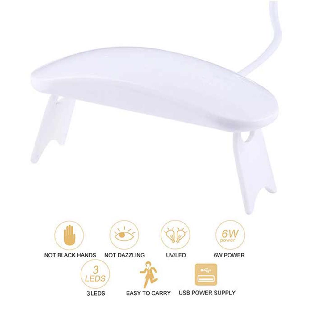 6w hvide søm tørretumbler maskine uv led lampe bærbare mikro usb kabel hjemmebrug negle uv gel lak tørretumbler 3 leds lampe neglelak værktøjer: Default Title