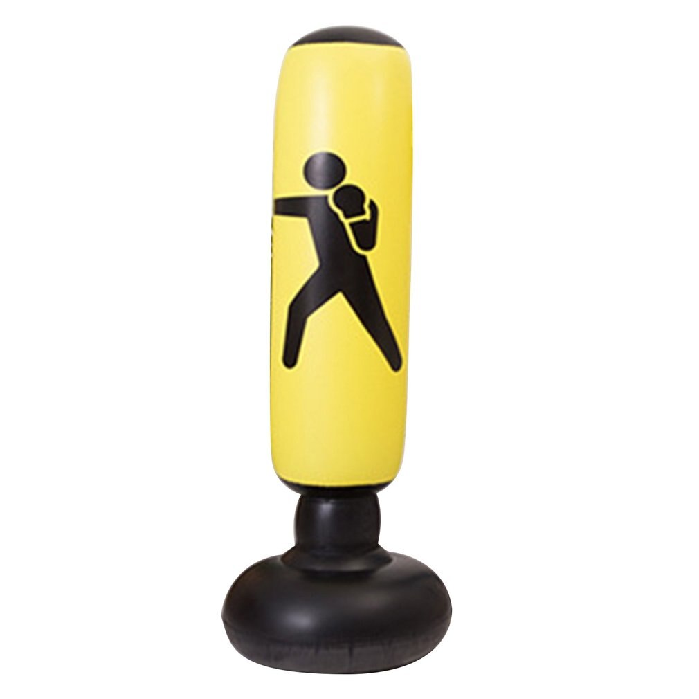 1.6M Vertical Inflatable Boxing Bag PVC Thickening Boxing Pillar Tumbler Fight Column Punching Bag Fitness Tool Sports Toy: Yellow