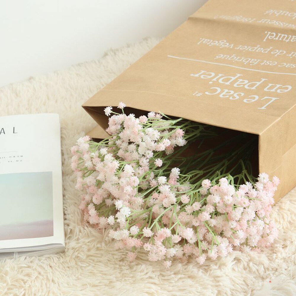 90 hoder kunstige blomster falske gypsophila bryllup dekorasjon bursdag gjør-det-selv foto rekvisitter blomsterhoder gren hjemmeinnredning blomst