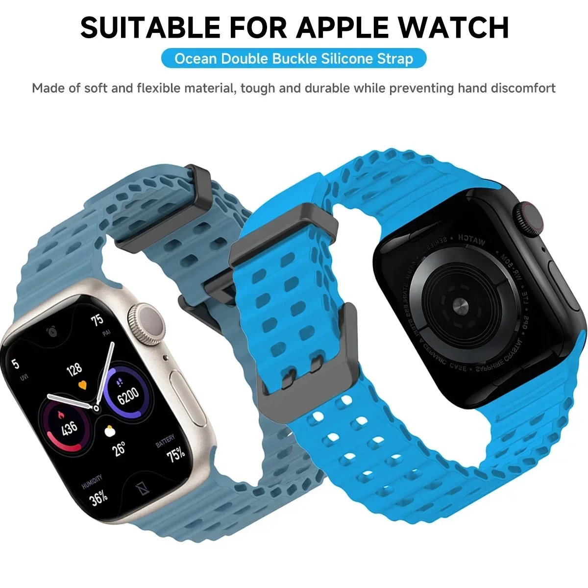 Band voor Apple Watch Ultra 2 49 mm 45 mm 44 mm 42 mm 38 mm 41 mm 40 mm Siliconen Oceaanriem voor iWatch-serie 10 9 8 7 se 5 4 3 Correa