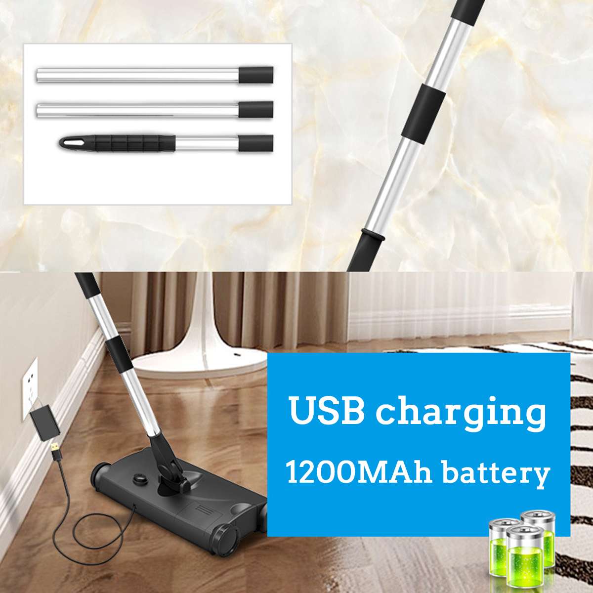 Electric Mop Wireless USB Charging Floor-Cleaner Scrubber Brooms 360 Degree Rotation Hand Push Sweeper Household Cleaning Mops