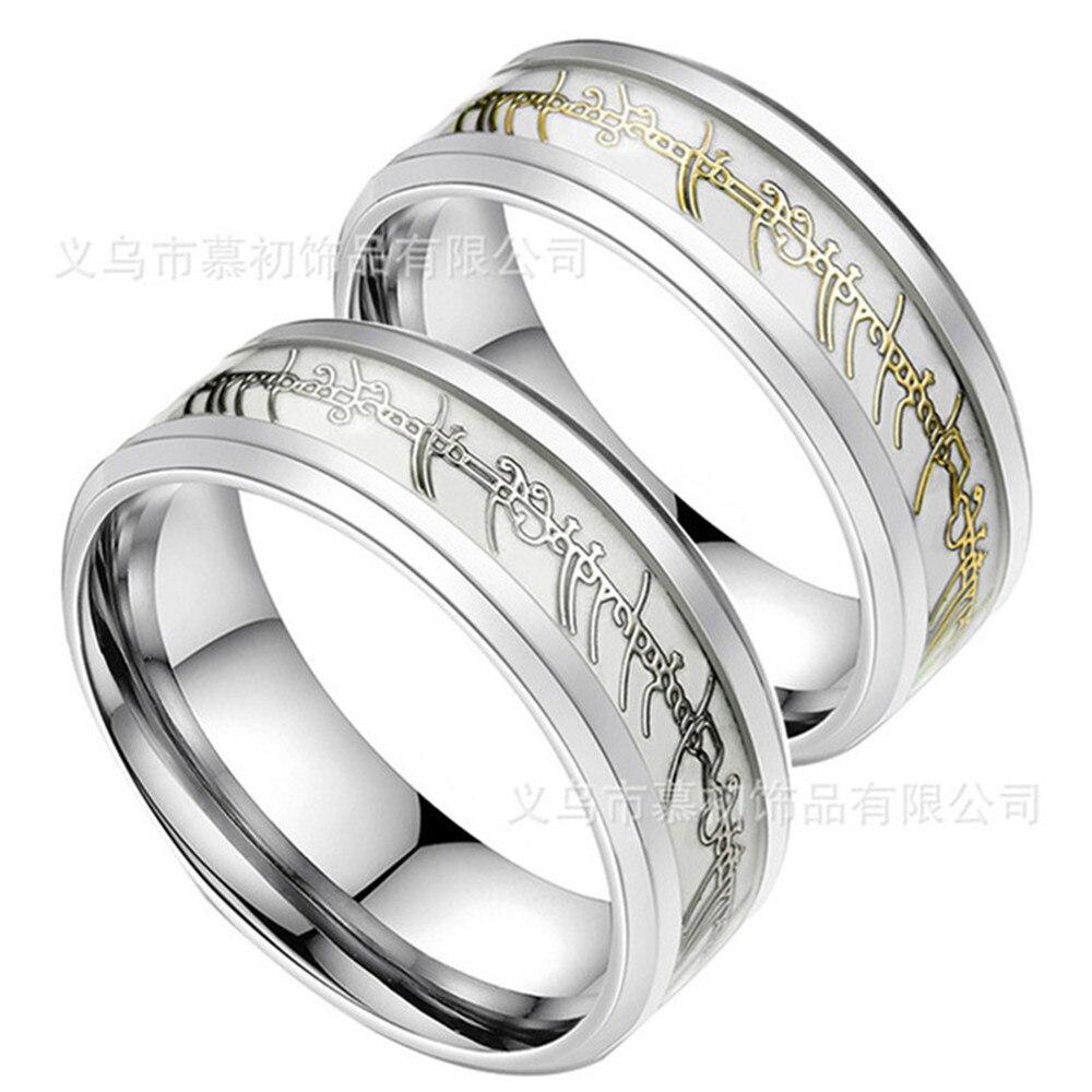 I den lysende ring blå fluorescerende rustfrit stål smykker titanium stål ring ringen mænds og kvinders bryllup ri