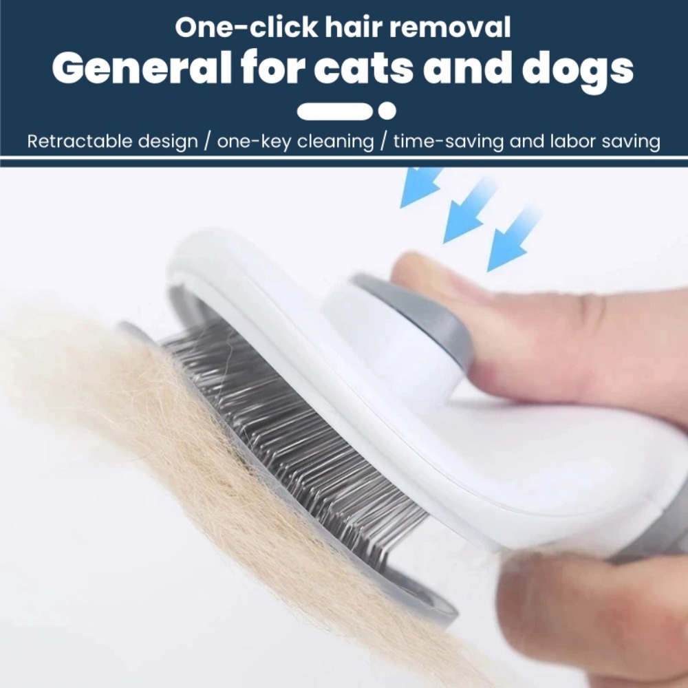 Pet Brush Dog Hair Beauty Care Stainless Steel Pet Hair Remover Pet Cleaning Grooming Self-cleaning Hair Comb Pet Accessories