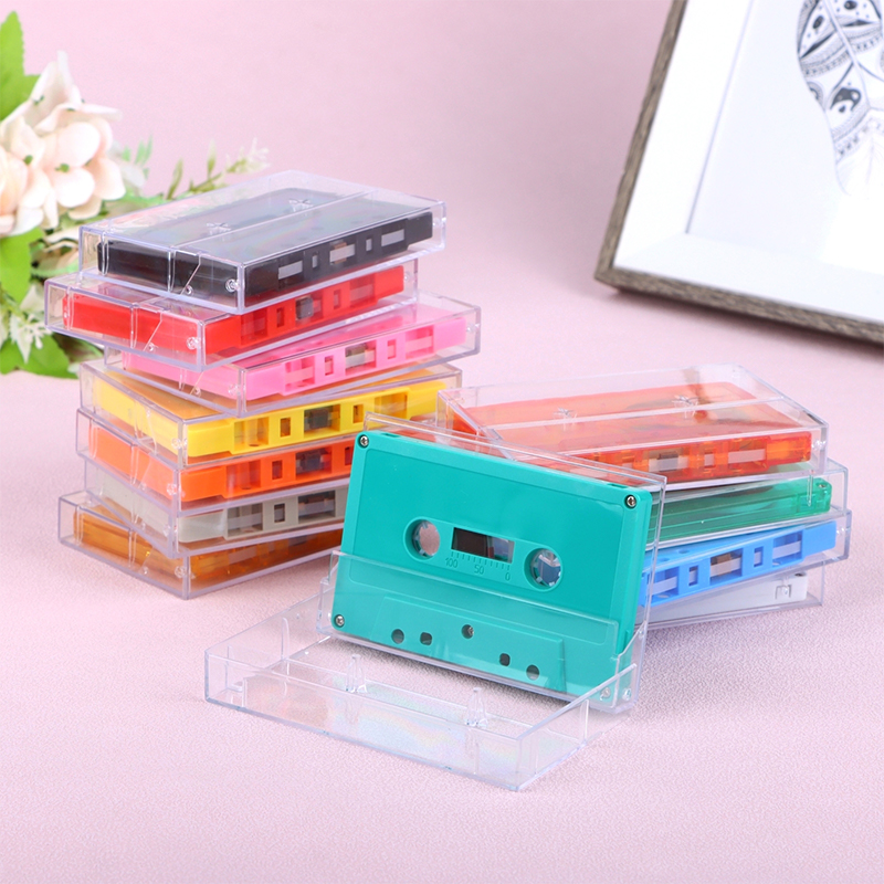 Boîte de Rangement Transparente pour Cassette Standard, Lecteur de Cassette Vierge avec 45 Formations Magnétiques pour Audio, Musique, Statique, 1 Ensemble