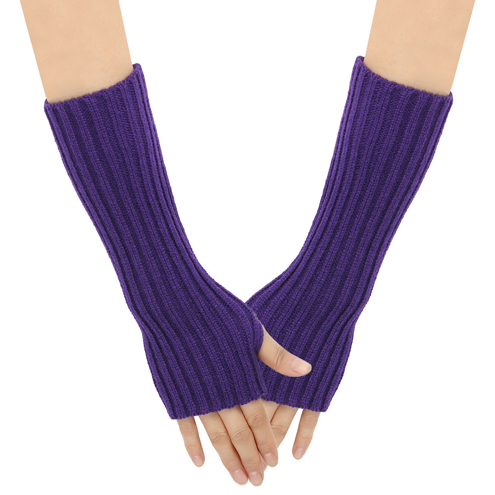 Arm Warmers Autumn Winter Cuffs Hand Sleeves Long Wool Gloves Men Women Knit Sleeves Warm Elastic Lady Sexy: ROYAL BLUE