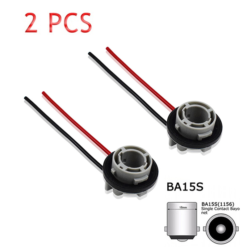 BA15S 1156 Soquete do bulbo, suporte da lâmpada, adaptador P21W, conector base, luz de freio, luz de inversão, 2pcs por conjunto