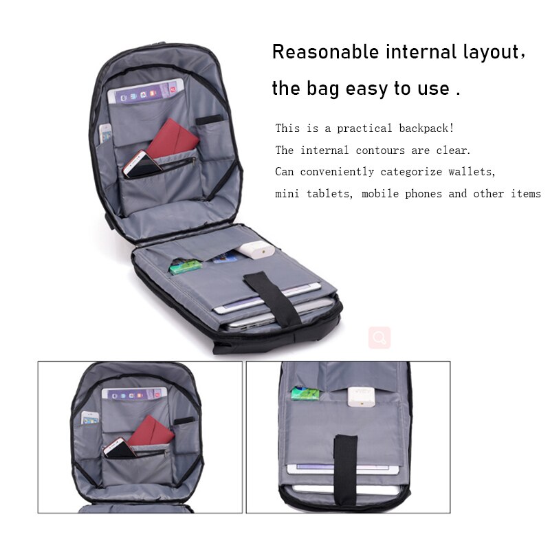 K-star store usb genopladelig vandtæt computertaske med stor kapacitet herre kombinationslås rygsæk lærred anti-tyveri rygsæk