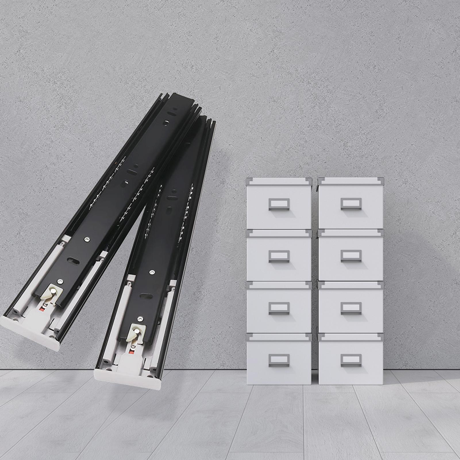 2Stck 10-20 zoll Schublade gleiten Schiene Dämpfer 3 Abschnitte Absenkautomatik Schreibtisch Schrank Kugellager Schrank Rutsche schiene Möbel Hardware-