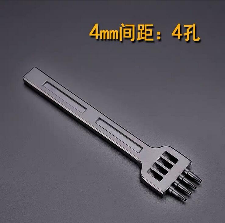 Advanced Leather Row Punch 3/4/5/6mm Spacing Hole Leather Bag Round Punching Electroplating Leather Carving Punchs Set: 4mm-4 punch
