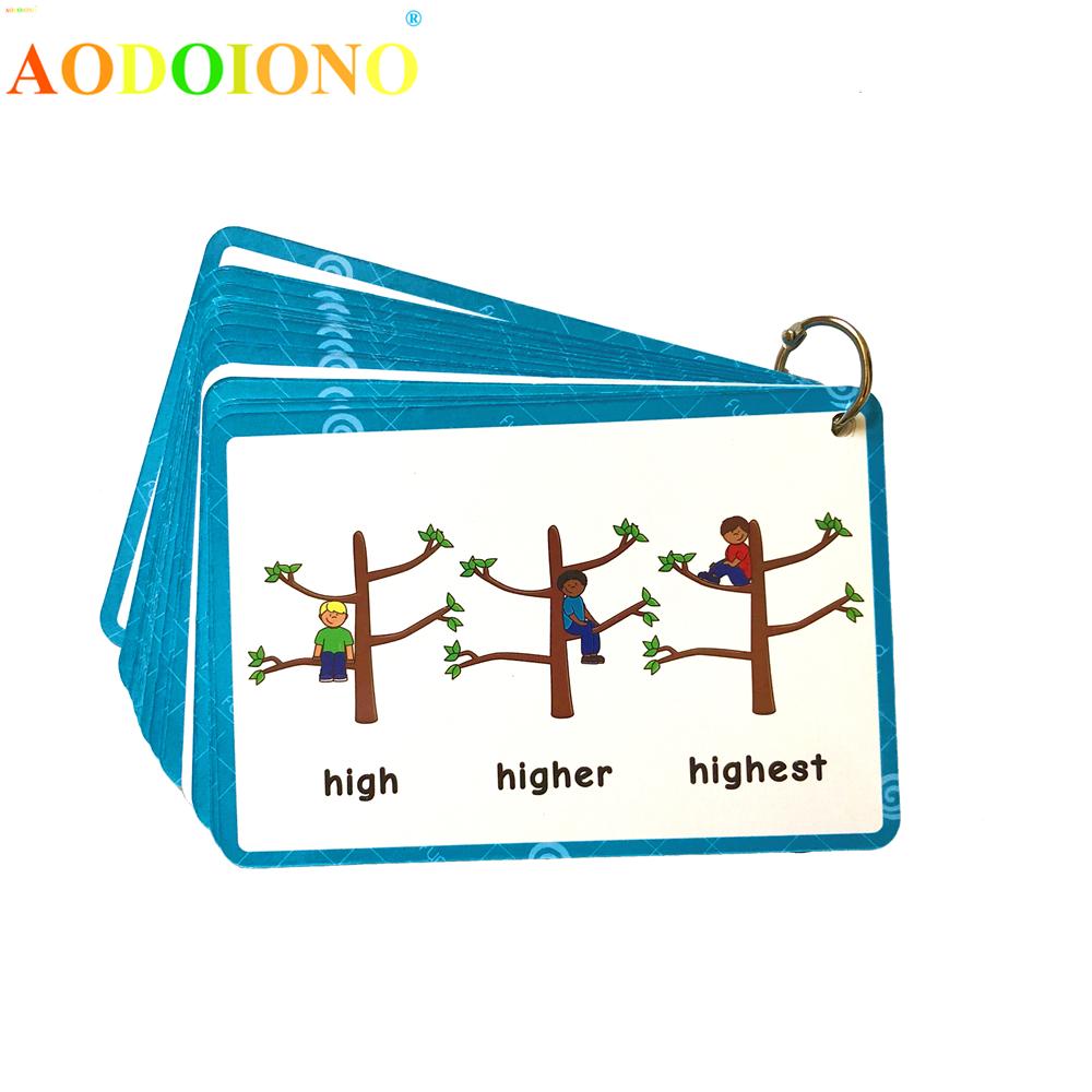 38pcs English Adjectives Original Level Comparison Level Change Rules Cards Toy Enlightenment Card Classroom Teaching Aids