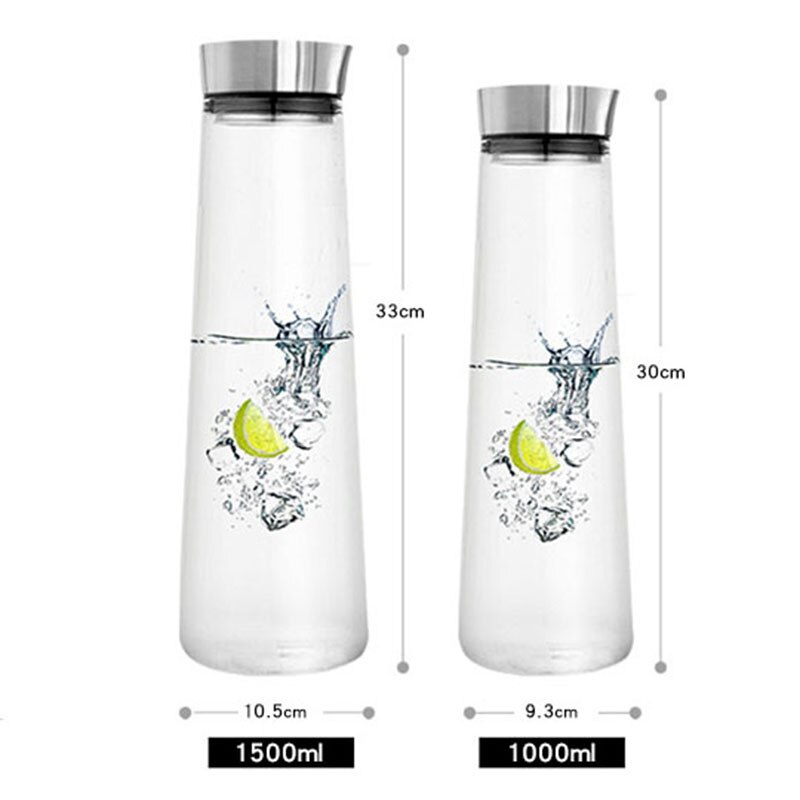 1000ml 1500ml fortykket glas stor vandflaske juice glas kandeflaske med rustfrit stål låg karaffel køleskab