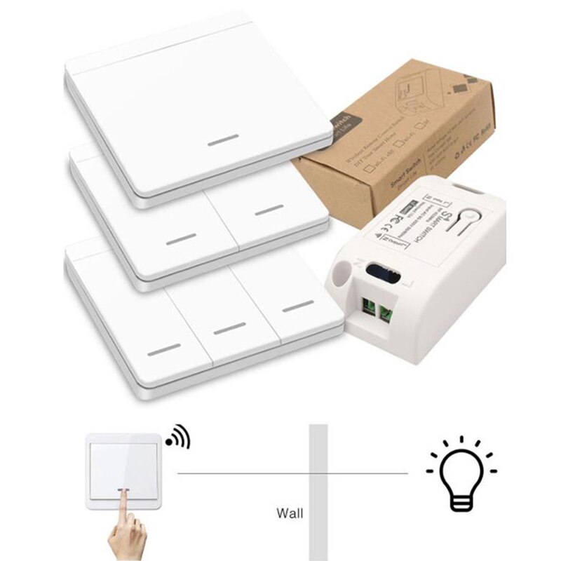 Wall Switch 433Mhz Wireless Wall Panel Transmitter Switch and AC Relay Receiver