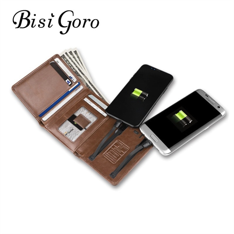 BISI GORO Neue Männer Frauen Clever Brieftasche Mit USB für Ladung Brieftasche Mit Ipone Und Android Kapazität 4000 mAh für Reise