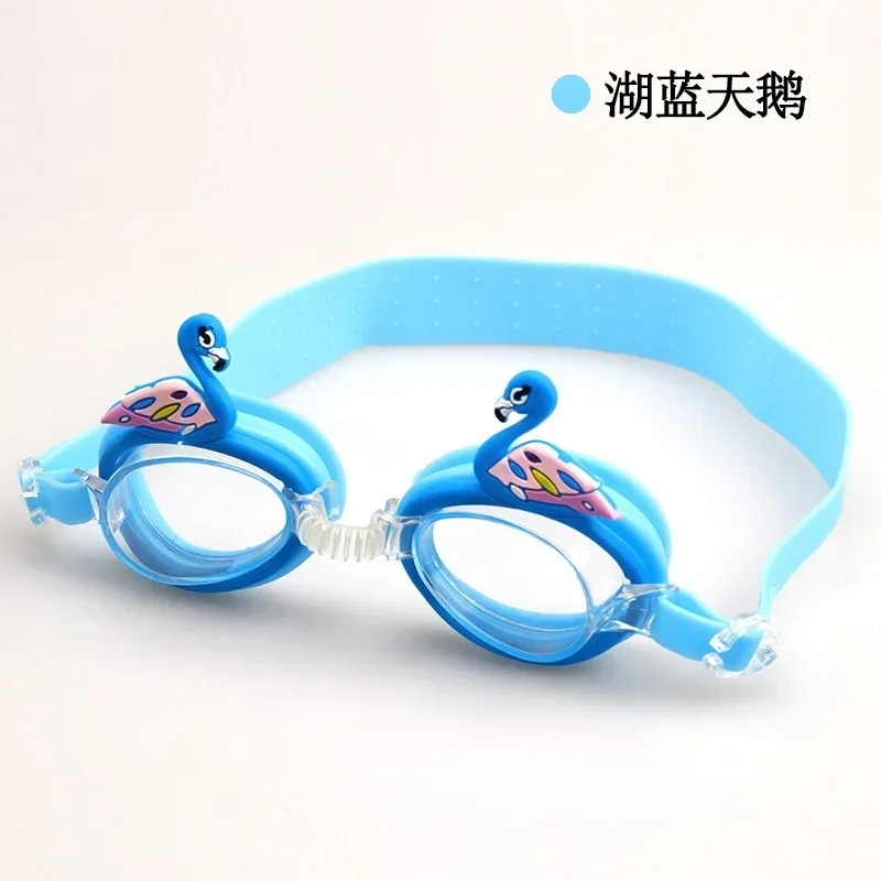Lunettes de natation en silicone pour enfants, bandages souples réglables, élastiques et étanches, équipement de piscine pour filles, dessin animé mignon: Gris foncé