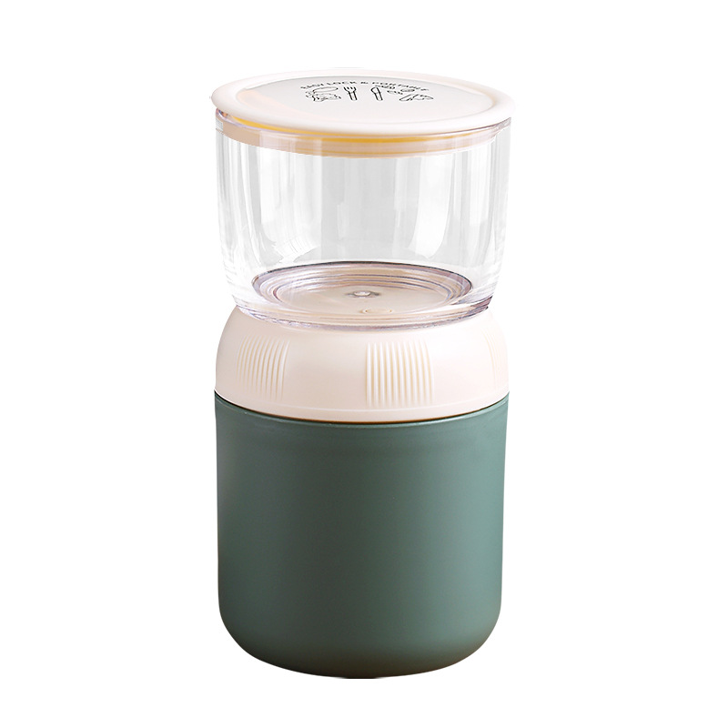 Taza de sopa de doble capa de acero inoxidable 304, gran capacidad, para estudiantes, leche, cereales, Yogurt, taza de desayuno, fiambrera aislada: Green