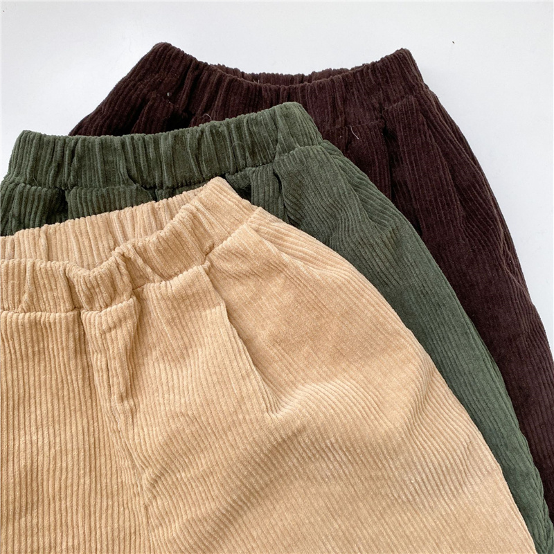 Kinderen Pure Kleur Corduroy Broek Jongens En Meisjes Zachte Losse Comfortabele Radijs Broek