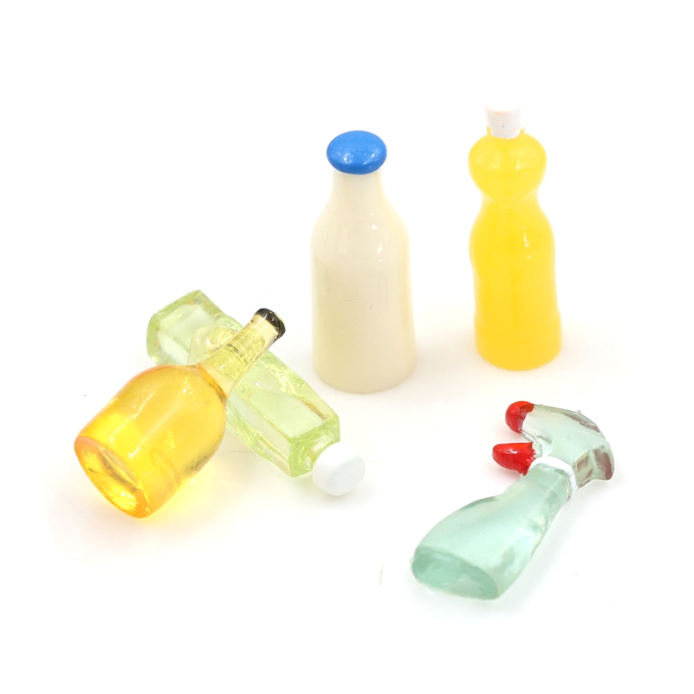 1:12 Schaal Speelgoed 5 Stuks Plastic Keuken Flessen Hoogte 3cm Poppenhuis Miniatuur voor Pop Accessoires